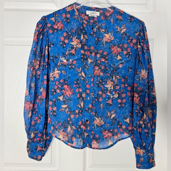 Isabel Etoile Marant Floral Print Snap Button Up Blouse Top Sz Fr 34 - Picture 4 of 13